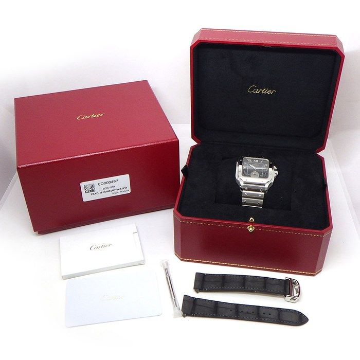 Cartier Santos LM WSSA0076 Automatic Watch - Square Gray Dial