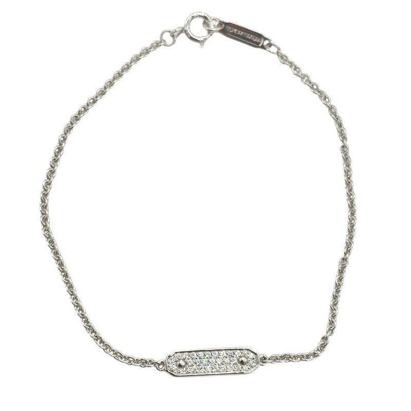 Tiffany & Co. Diamond Tag Chain Bracelet in Au750 Silver