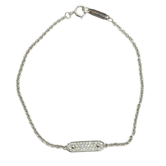 Tiffany & Co. Diamond Tag Chain Bracelet in Au750 Silver