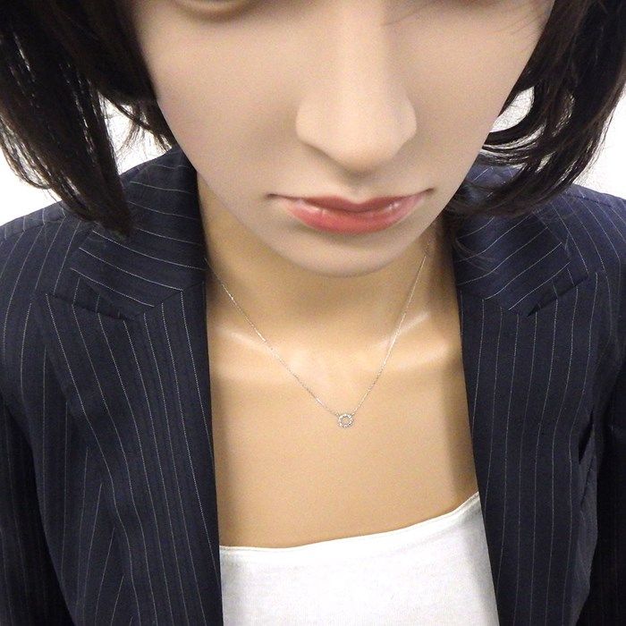 Exquisite Blue Diamond Circle Necklace in Platinum - 0.04ct