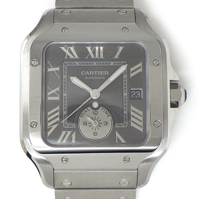 Cartier Santos LM WSSA0076 Automatic Watch - Square Gray Dial