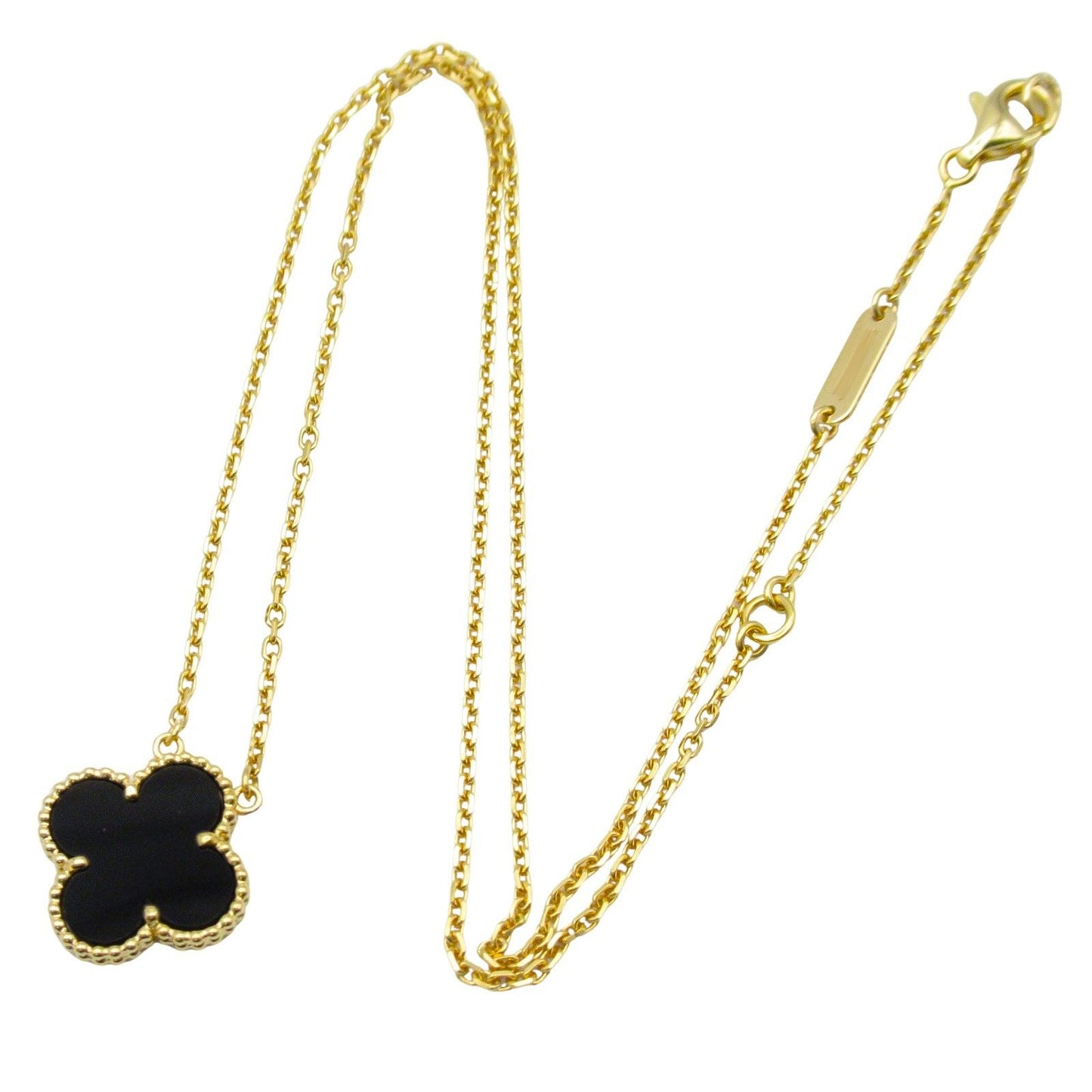 Van Cleef & Arpels Vintage Alhambra Onyx Necklace in 18K Yellow Gold
