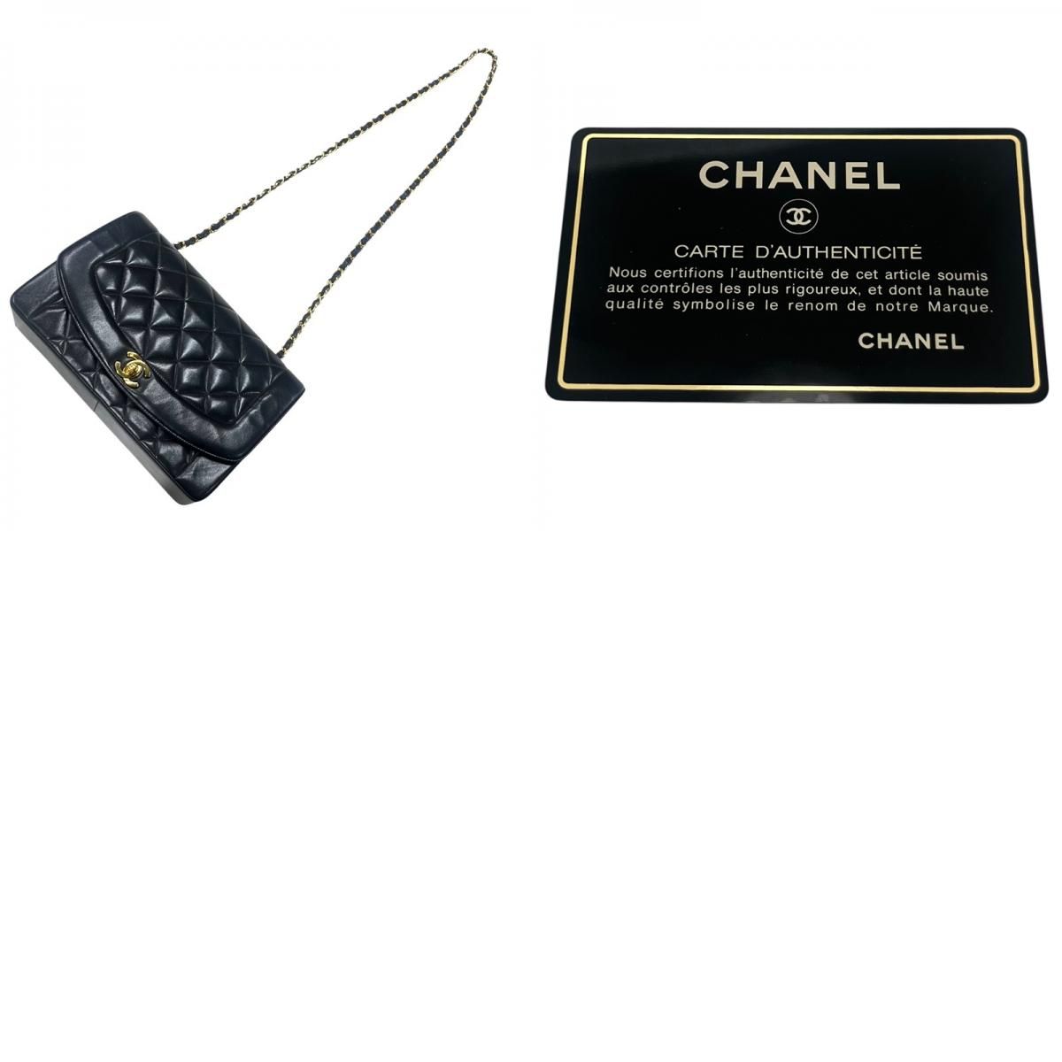 CHANEL Diana 25 Black Lambskin Shoulder Bag with Gold Hardware