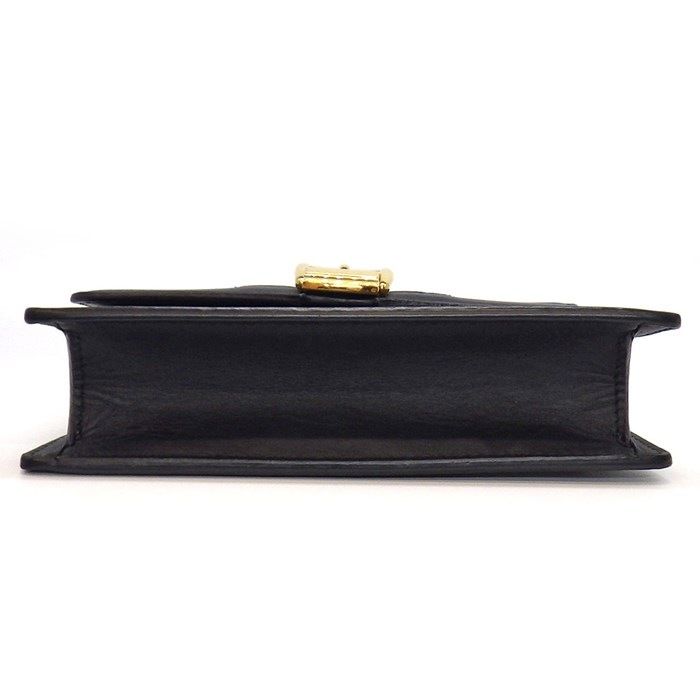 GUCCI Sylvie Super Mini Bag in Black Leather with Gold Hardware