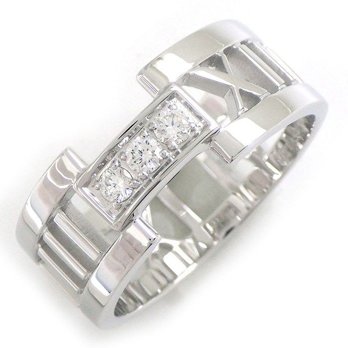 Tiffany & Co. Atlas Open Ring with 3 Diamonds in 18K White Gold