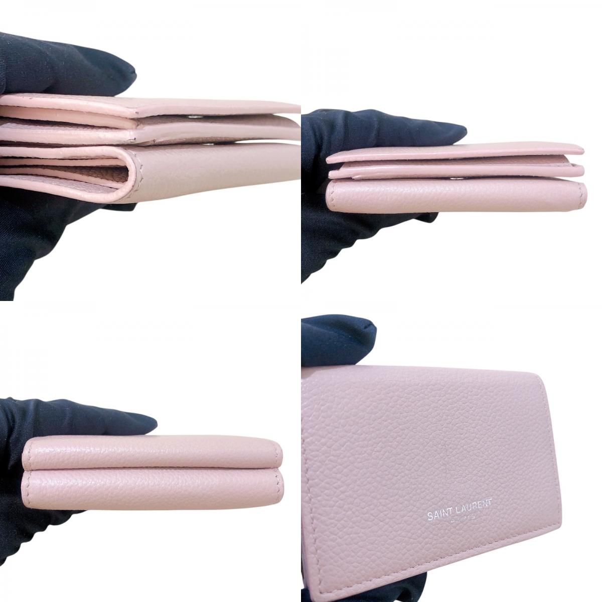 SAINT LAURENT Tiny Wallet 459784 Pink Leather for Women