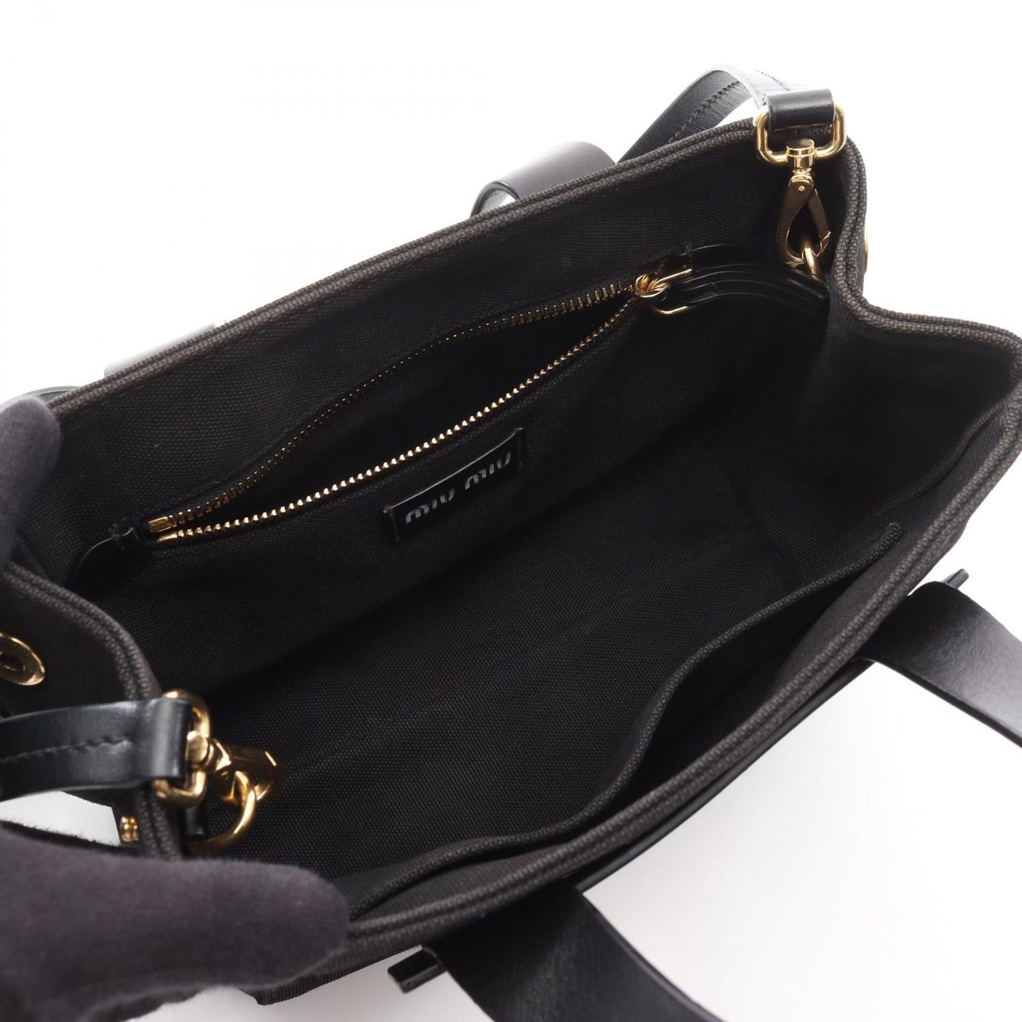 Miu Miu CANAPA Tote Bag - Black Canvas & Leather, 2-Way Handbag