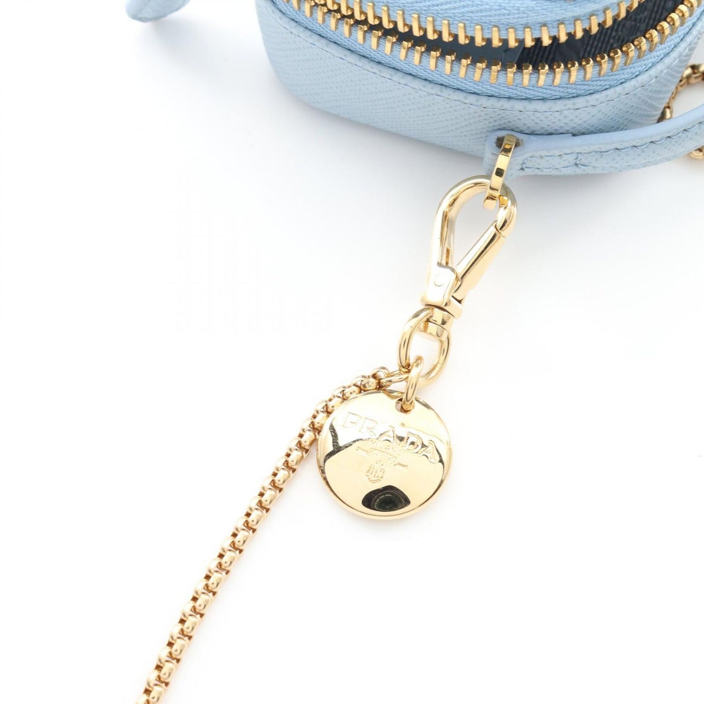 PRADA Saffiano Triangle Mini Pouch Shoulder Bag - Light Blue