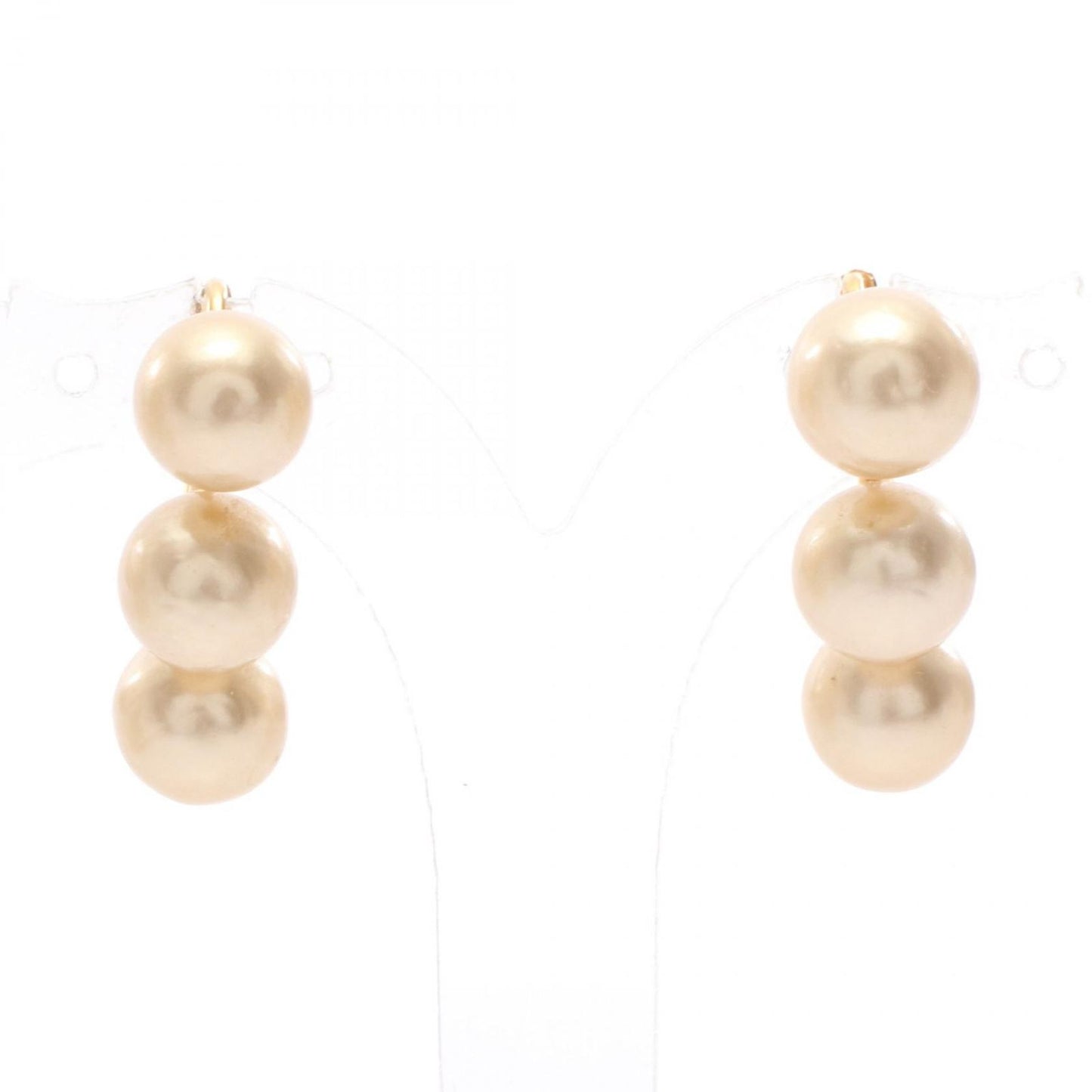 CELINE Gold-Plated Earrings with Faux Pearls - Timeless Elegance