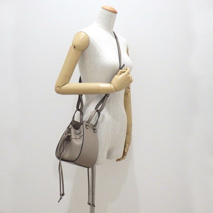 LOEWE Hammock Mini Drawstring Shoulder Bag in Greige Calfskin
