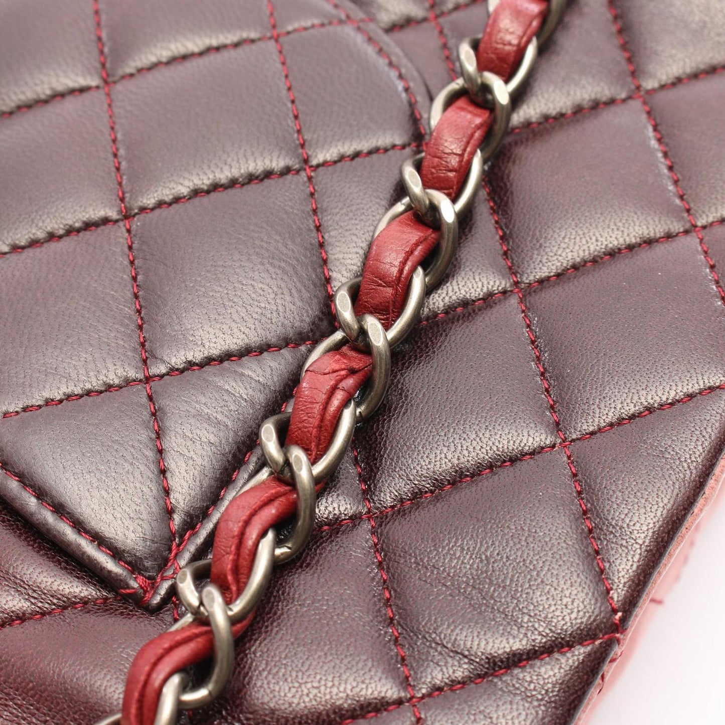 CHANEL Matelassé Double Flap Shoulder Bag in Red Gradient Lambskin