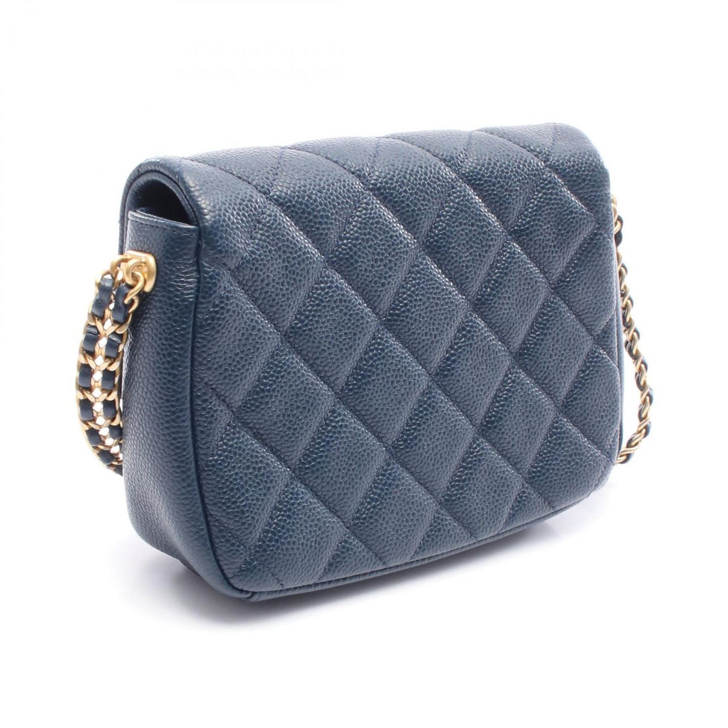 CHANEL Matelassé Mini Shoulder Bag in Navy Caviar Leather