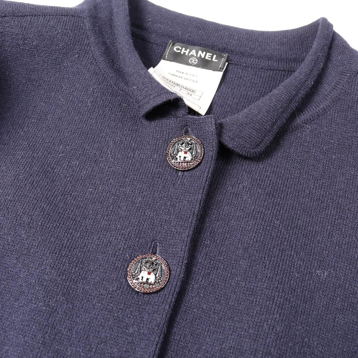 CHANEL Navy Wool Cardigan - Exquisite Craftsmanship