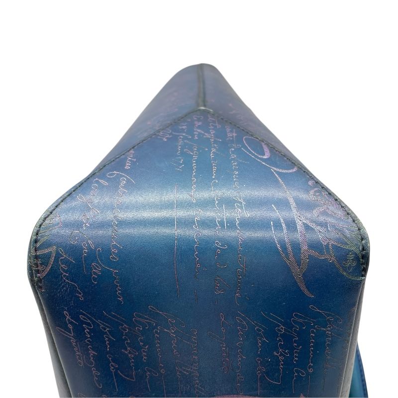 Berluti Trousseau Blue Scrit Leather Men's Tote Bag