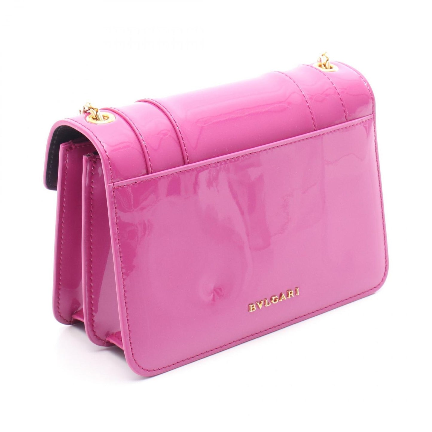 BVLGARI Serpenti Forever Pink Purple Patent Leather Shoulder Bag