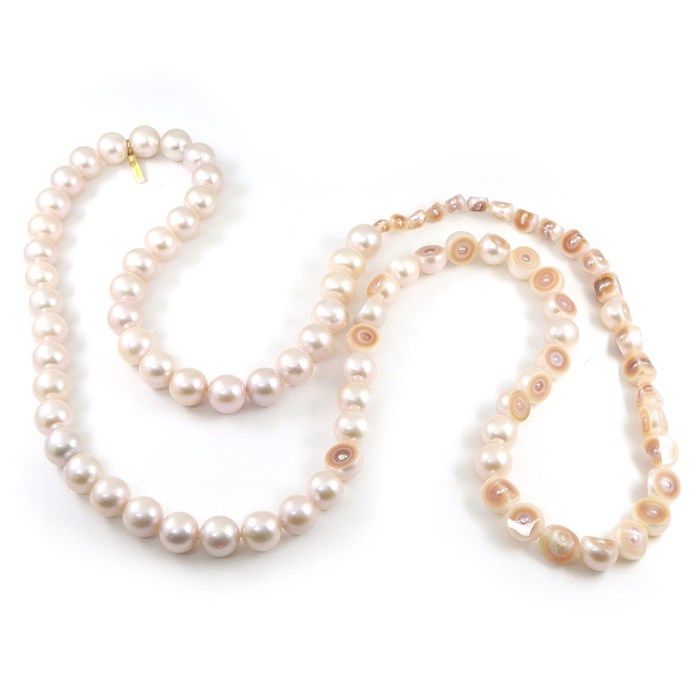 TASAKI Lavender Freshwater Pearl Long Necklace in 18K Yellow Gold