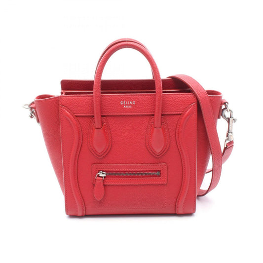 CELINE Luggage Nano Shopper Handbag in Red Leather - Timeless Elegance