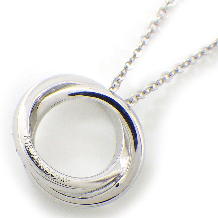 VENDOME Double Circle Diamond Necklace in K18 White Gold