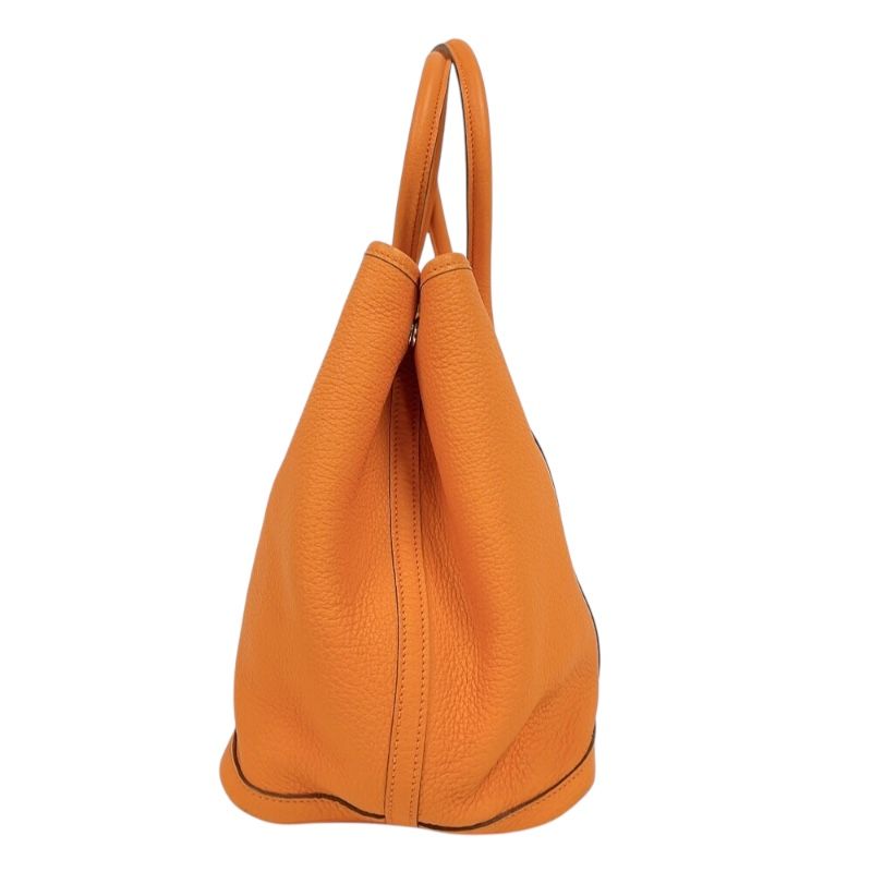 HERMES Garden Party PM Tote Bag - Orange with Silver Hardware