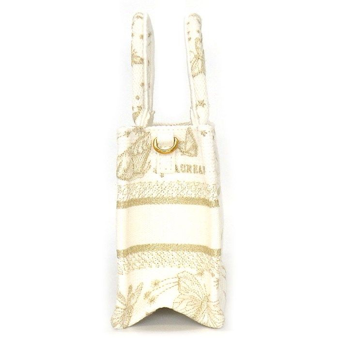 Dior Mini Book Tote Bag - Gold & White Butterfly Zodiac Embroidery