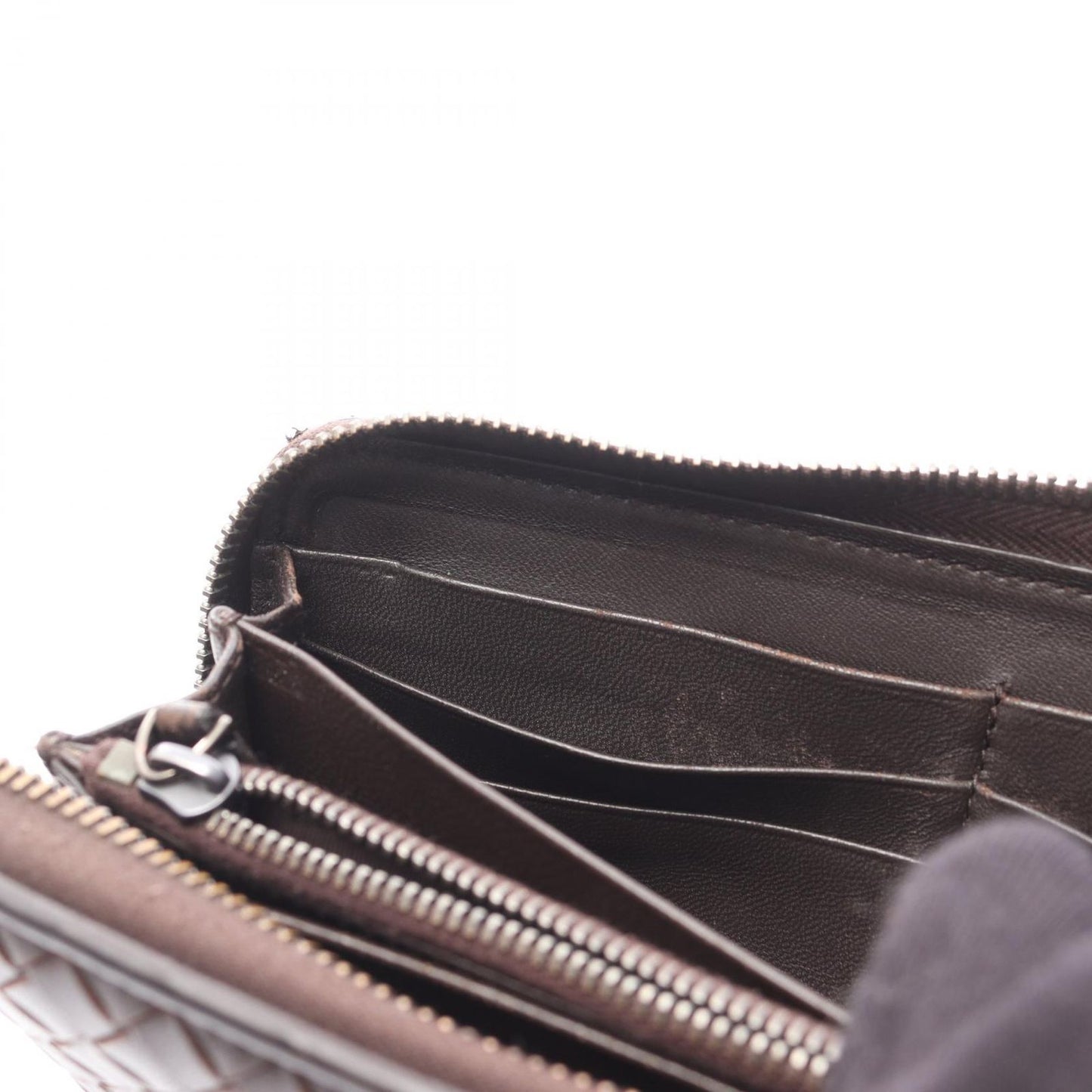 BOTTEGA VENETA Intrecciato Round Long Wallet in Dark Brown Leather