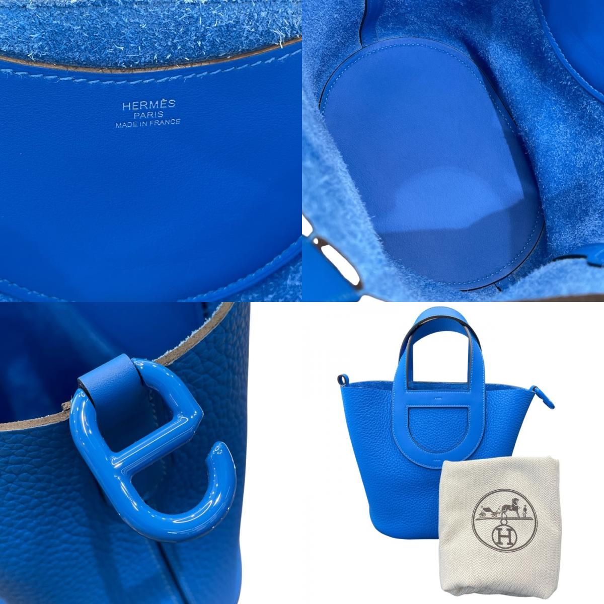HERMES In The Loop 18 Monochrome K刻 Blue/Blue Togo Unisex Handbag