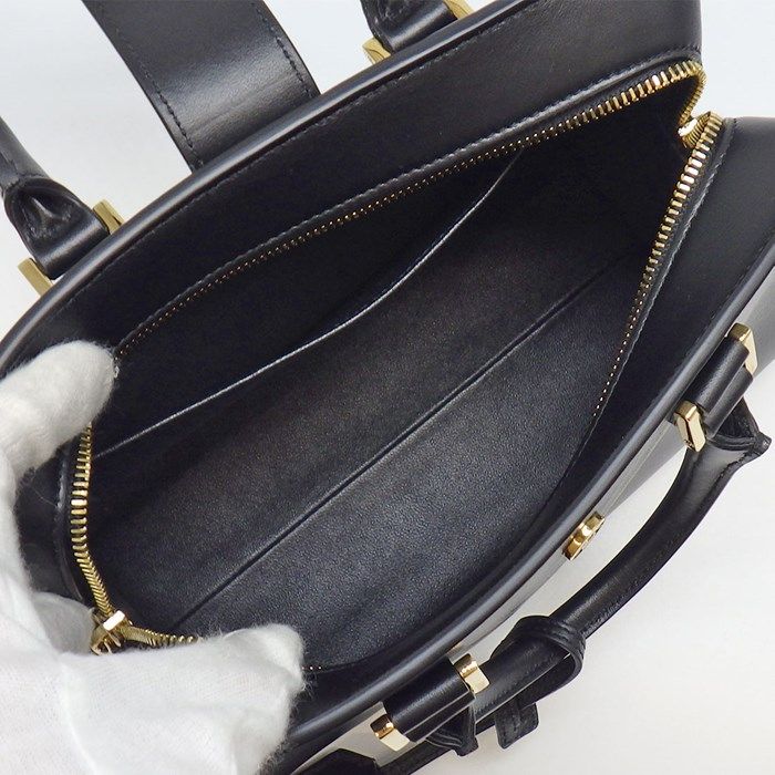 YSL Cassandra Baby Cabas Handbag in Black Calfskin Leather