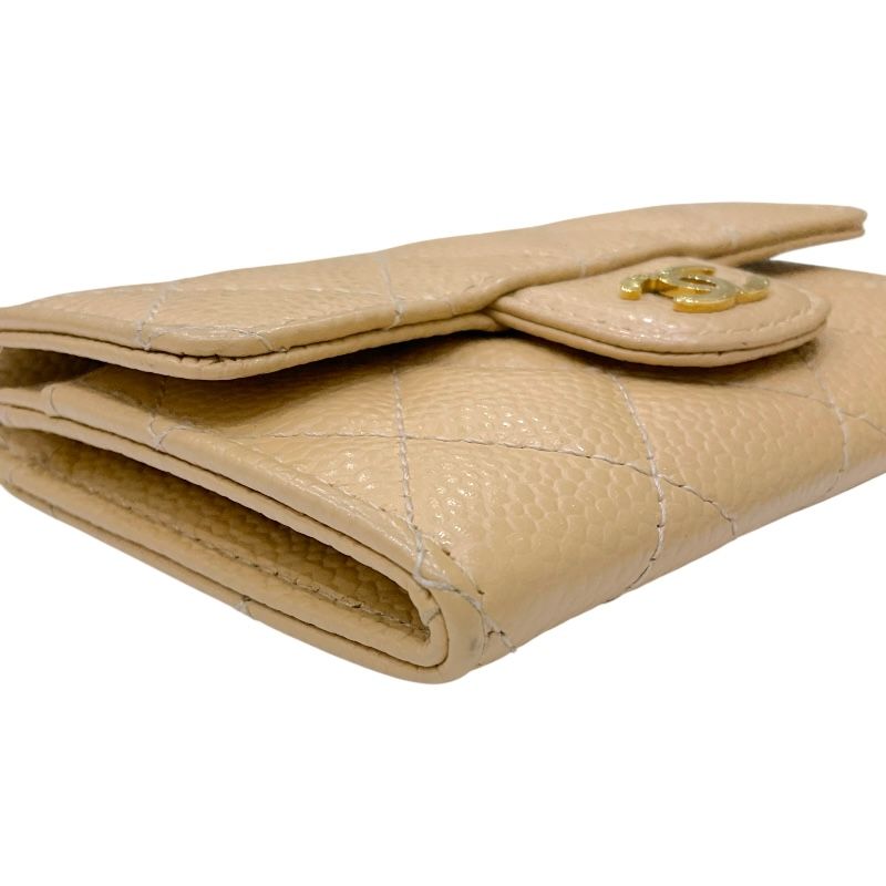 CHANEL Matelassé Flap Card Case AP0214 - Beige Caviar Leather