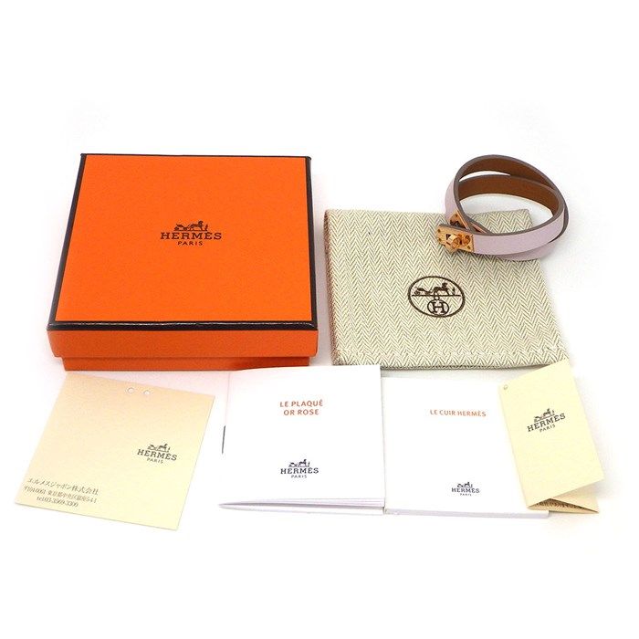 HERMES Mini Kelly Double Tour Bracelet in Mauve Pearl - 2023 Edition