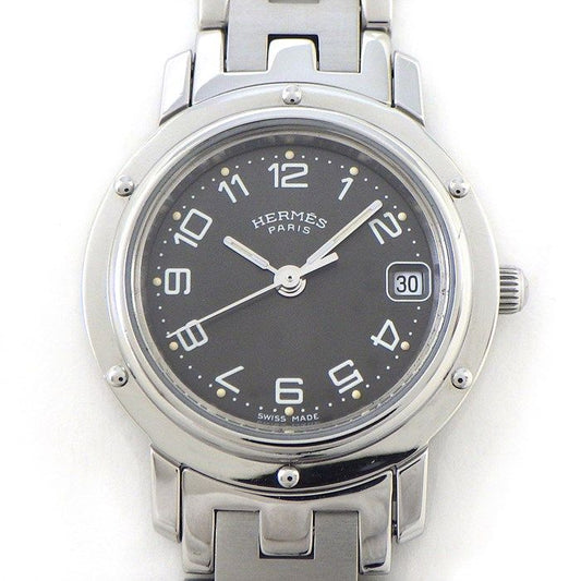 HERMES Clipper CL4.210 Date Watch with Sunray Gray Dial