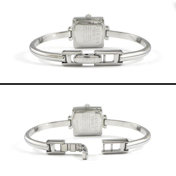GUCCI 1900L Square Bangle Watch with Silver Sunray Dial
