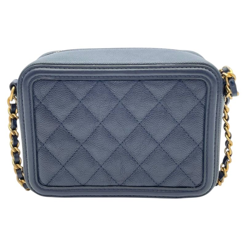 CHANEL CC Figree Shoulder Bag - Navy Caviar with Gold Hardware