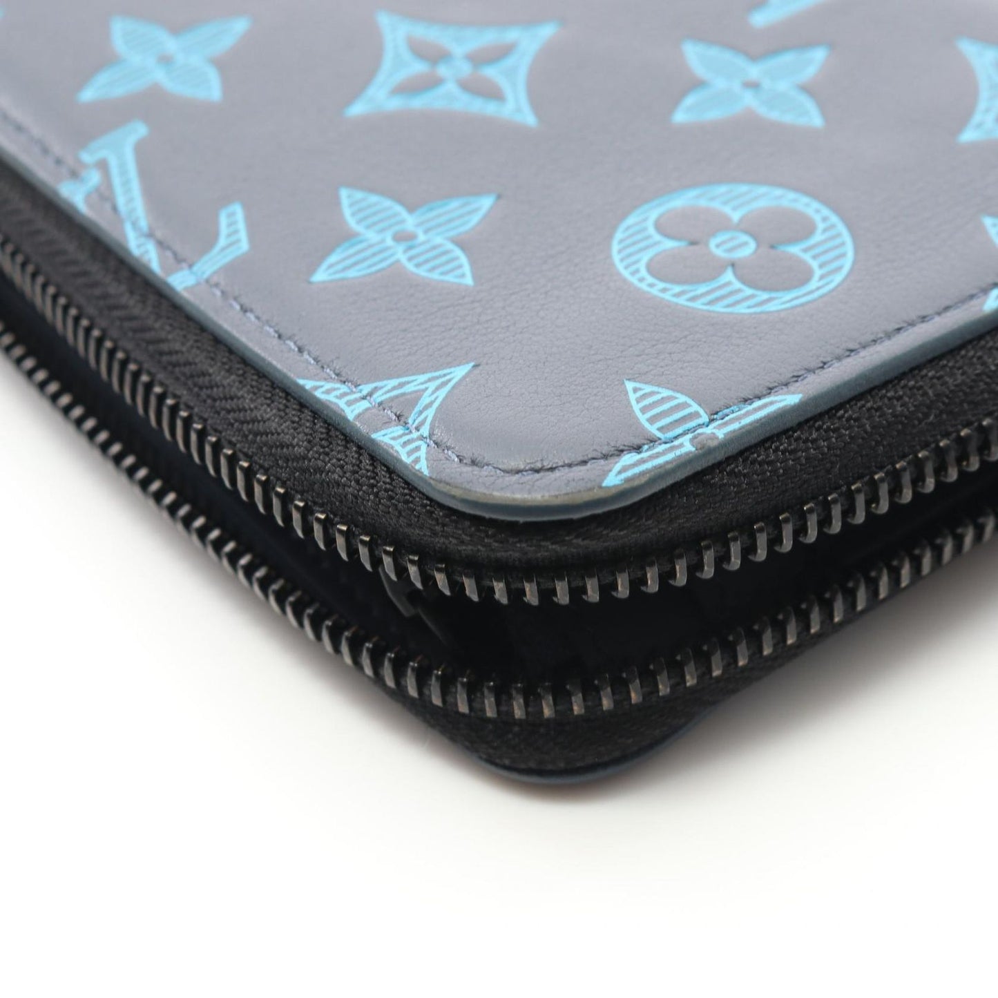 Louis Vuitton Monogram Shadow Zippy Wallet Vertical - Navy Leather