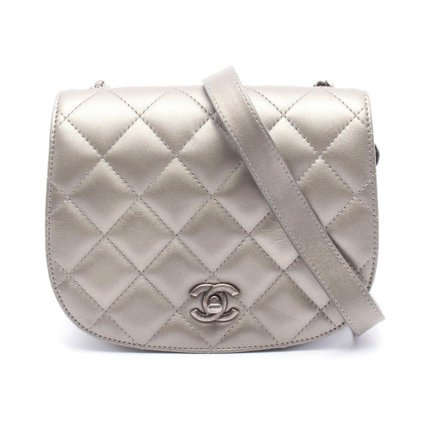 CHANEL Matelassé Silver Leather Shoulder Bag AP2344 - Timeless Elegance