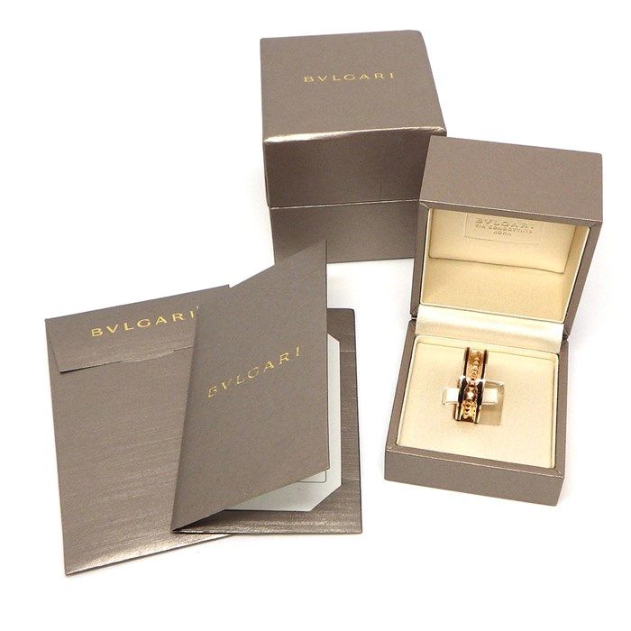 BVLGARI B-zero1 Spiral Ring in K18 Pink Gold & Black Ceramic