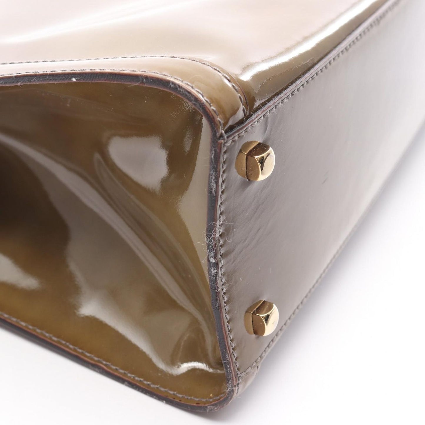 Salvatore Ferragamo Olive Enamel Handbag - Timeless Elegance