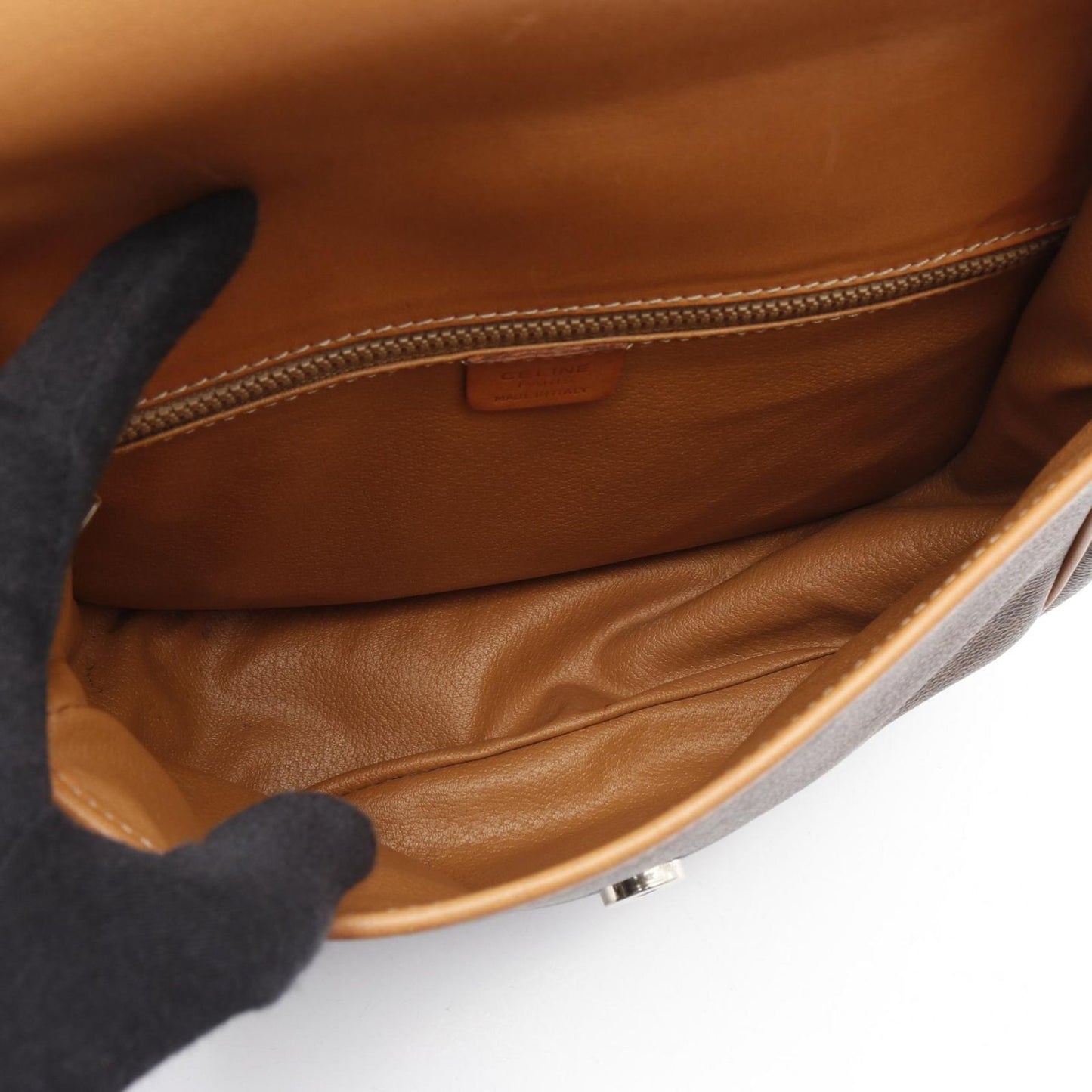 CELINE Macadam Shoulder Bag in Dark Brown PVC Coated Canvas