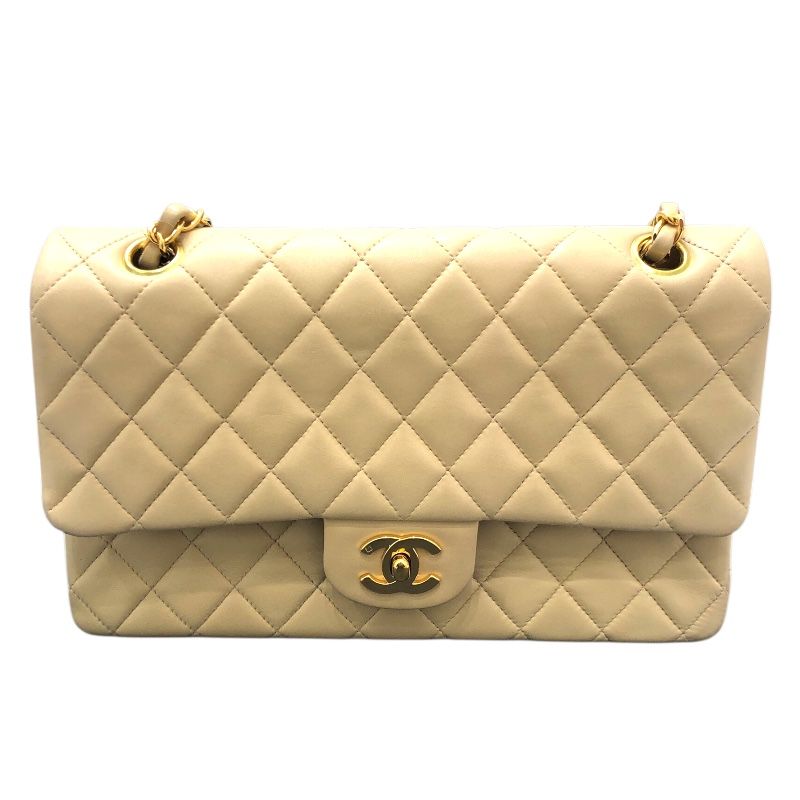 CHANEL Matelassé 25 Beige Lambskin Shoulder Bag - Timeless Elegance