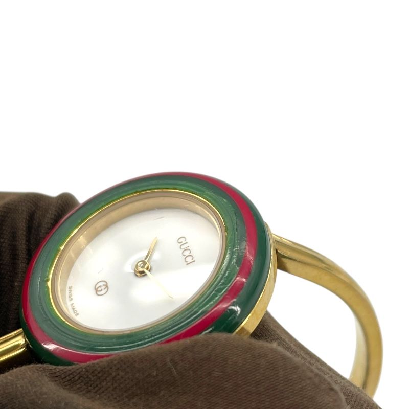 GUCCI Change Bezel 1100-L White GP Ladies Watch - Timeless Elegance