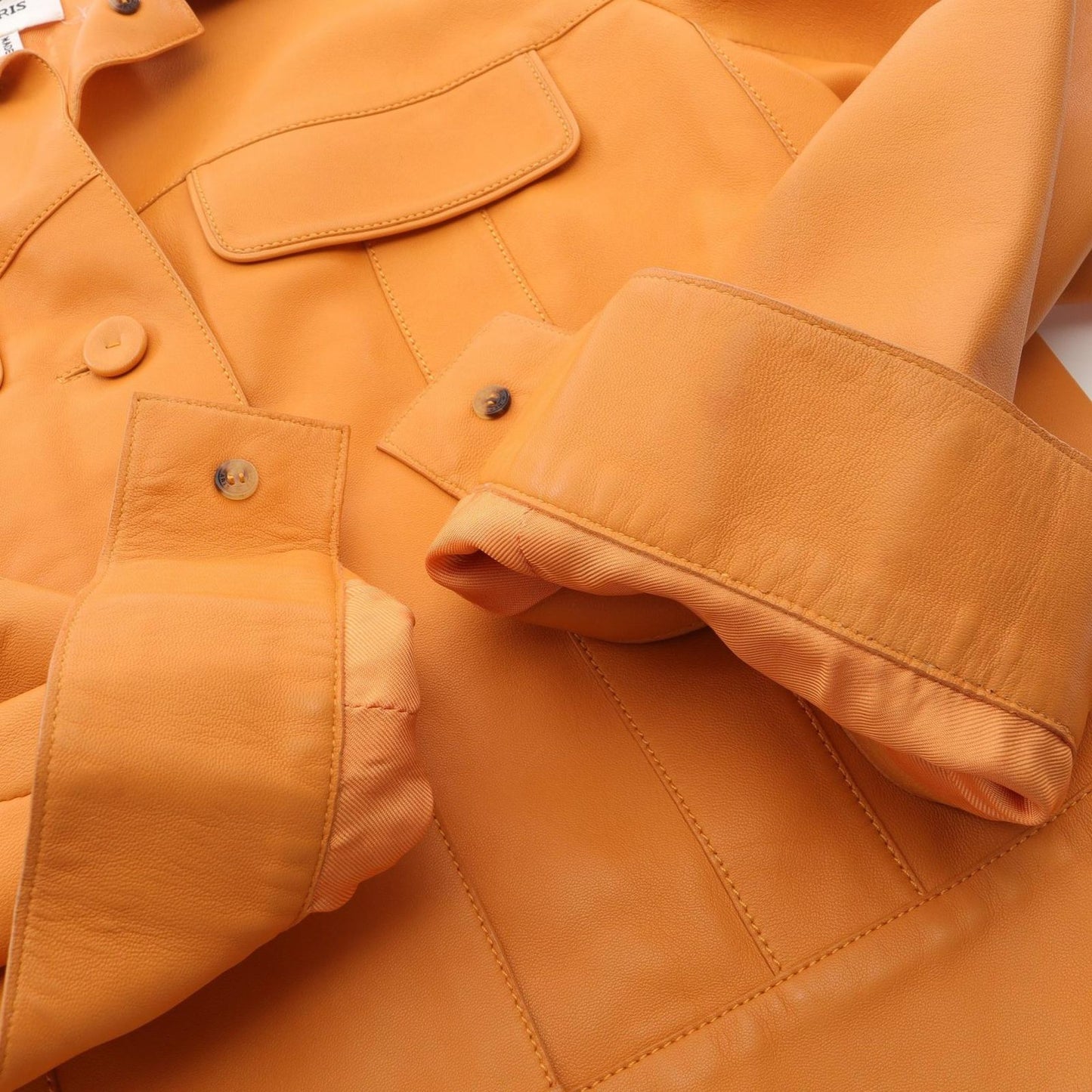 HERMES Orange Lambskin Leather Jacket - Timeless Elegance