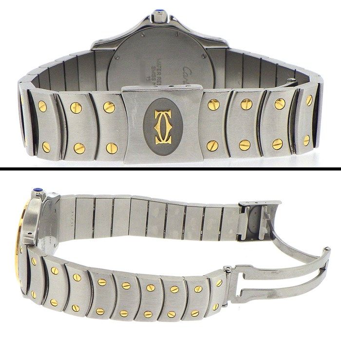 Cartier Santos-Dumont MM W20037R3 Ivory Dial 18K Gold & Steel Watch