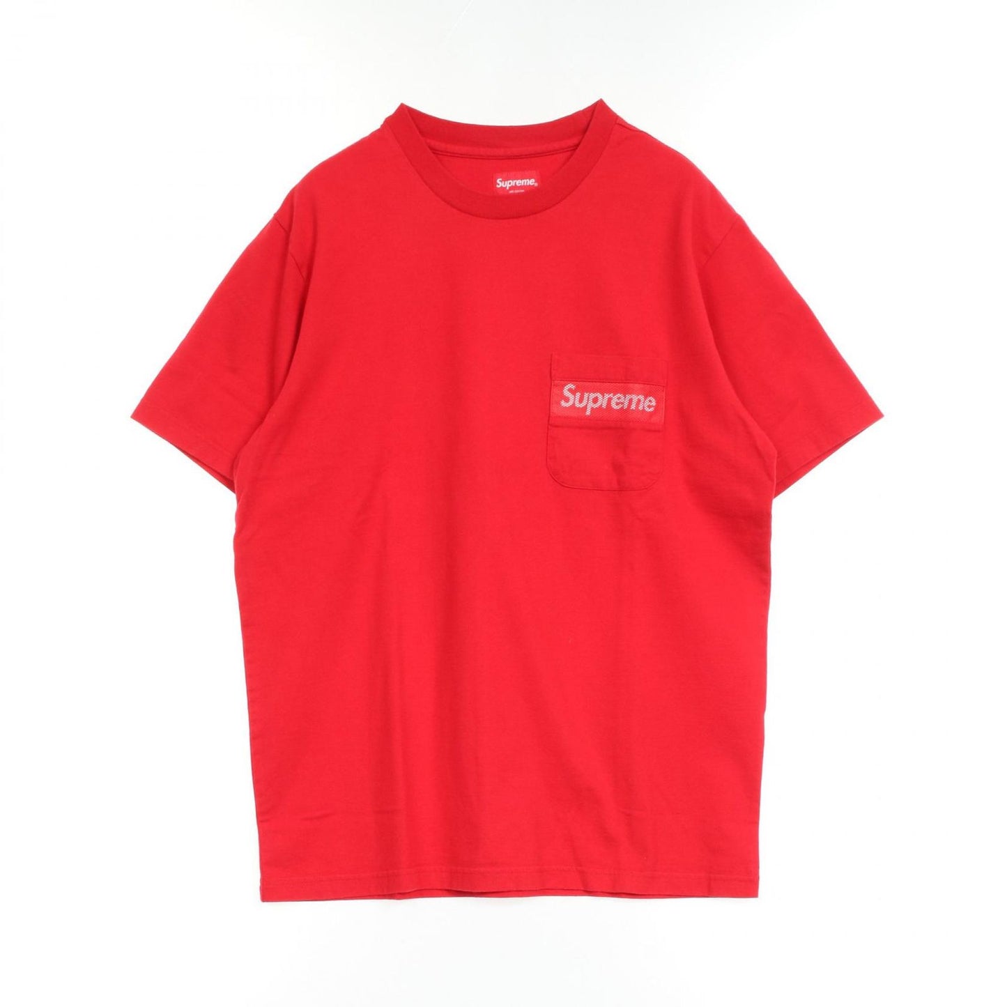 Supreme Mesh Stripe Pocket Cotton T-Shirt - Red - Size S