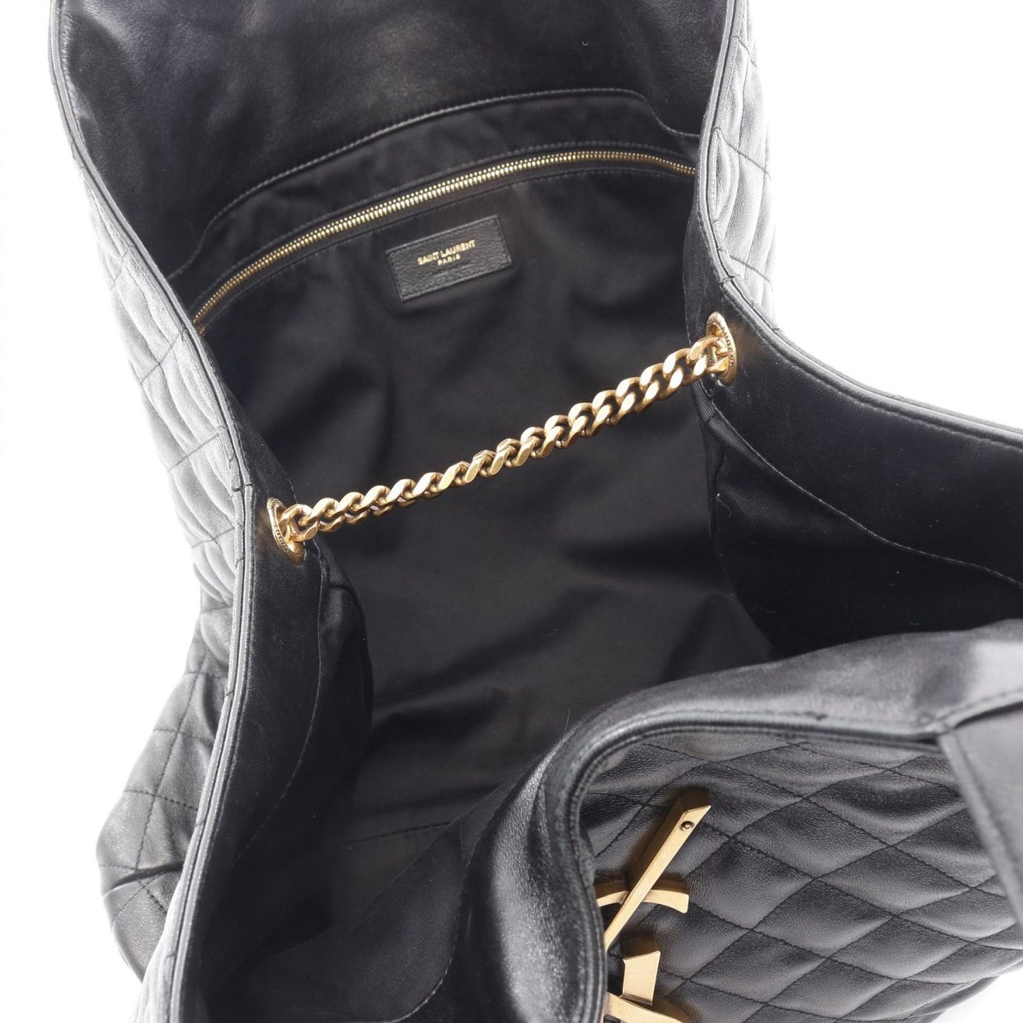 Saint Laurent Paris Ikari Maxi Shopping Tote in Black Lambskin