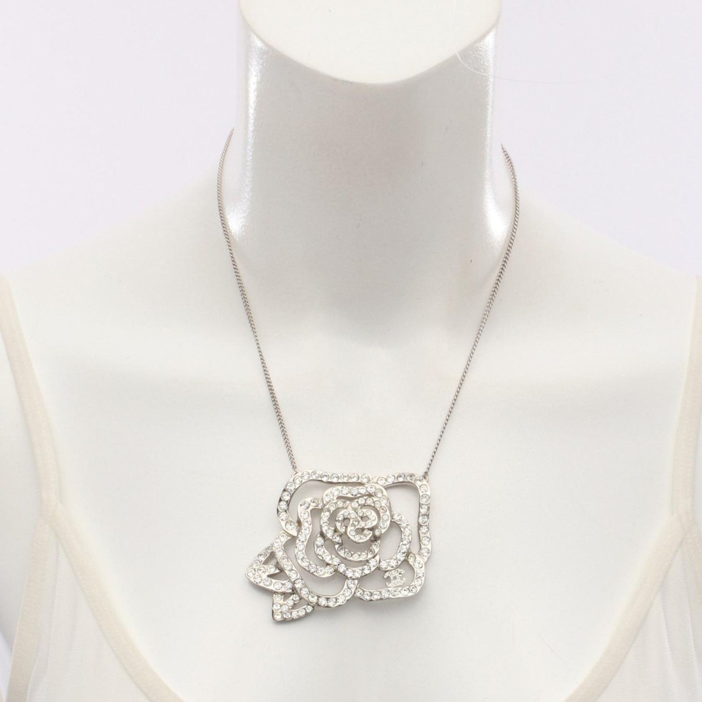 CHANEL Camellia Coco Mark Necklace in Stainless Steel