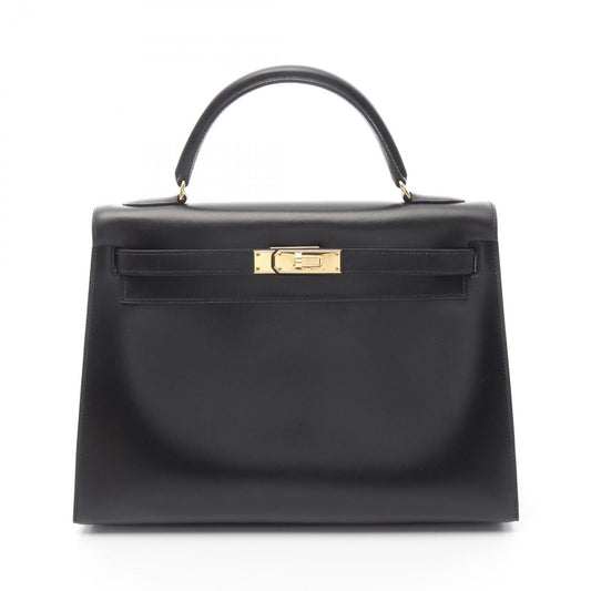 HERMES Kelly 32 Handbag in Black Box Calf - Timeless Elegance
