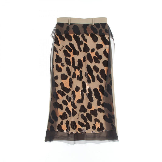 Sacai Wool Skirt in Khaki, Beige & Black - Timeless Elegance