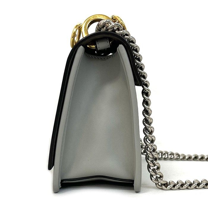 Fendi Can Eye Mini Chain Shoulder Bag in Grey Calf Leather