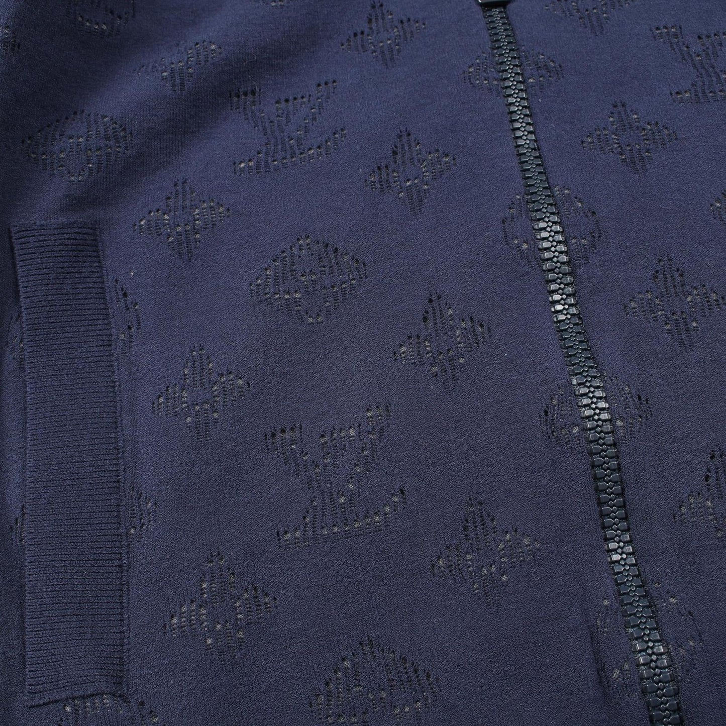 Louis Vuitton Drop Needle Monogram Knit Jacket - Navy S
