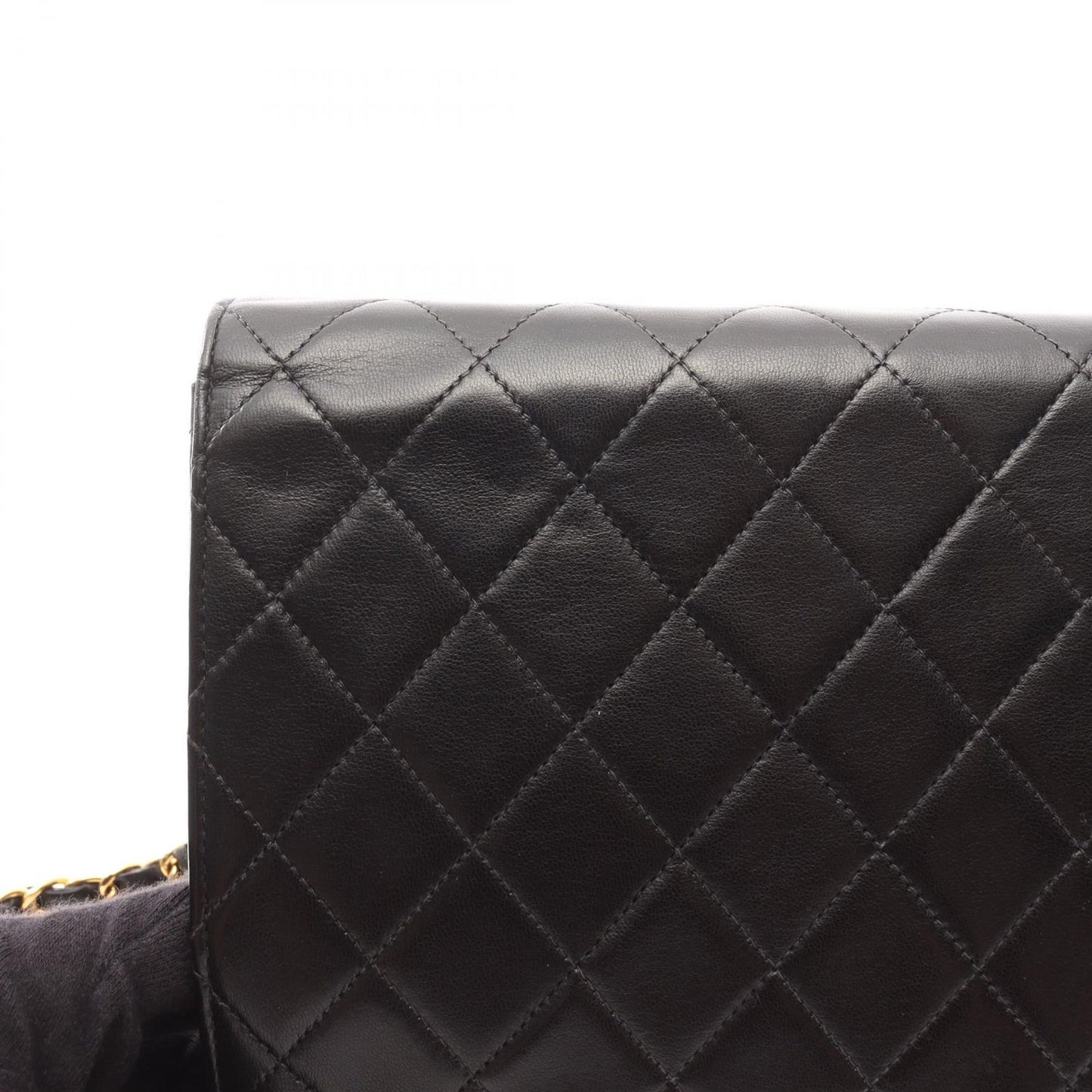 CHANEL Matelassé Single Flap Shoulder Bag in Black Lambskin