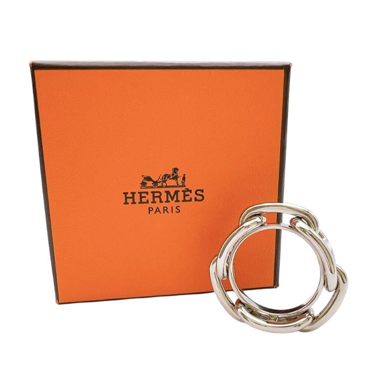 HERMES Rugade Silver Scarf Ring - Unisex Luxury Accessory